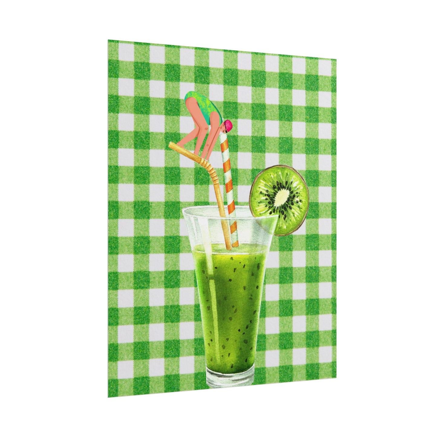 Fresh Kiwi Drink Rolled Poster - Perfect for Summer Decor and Home Vibes