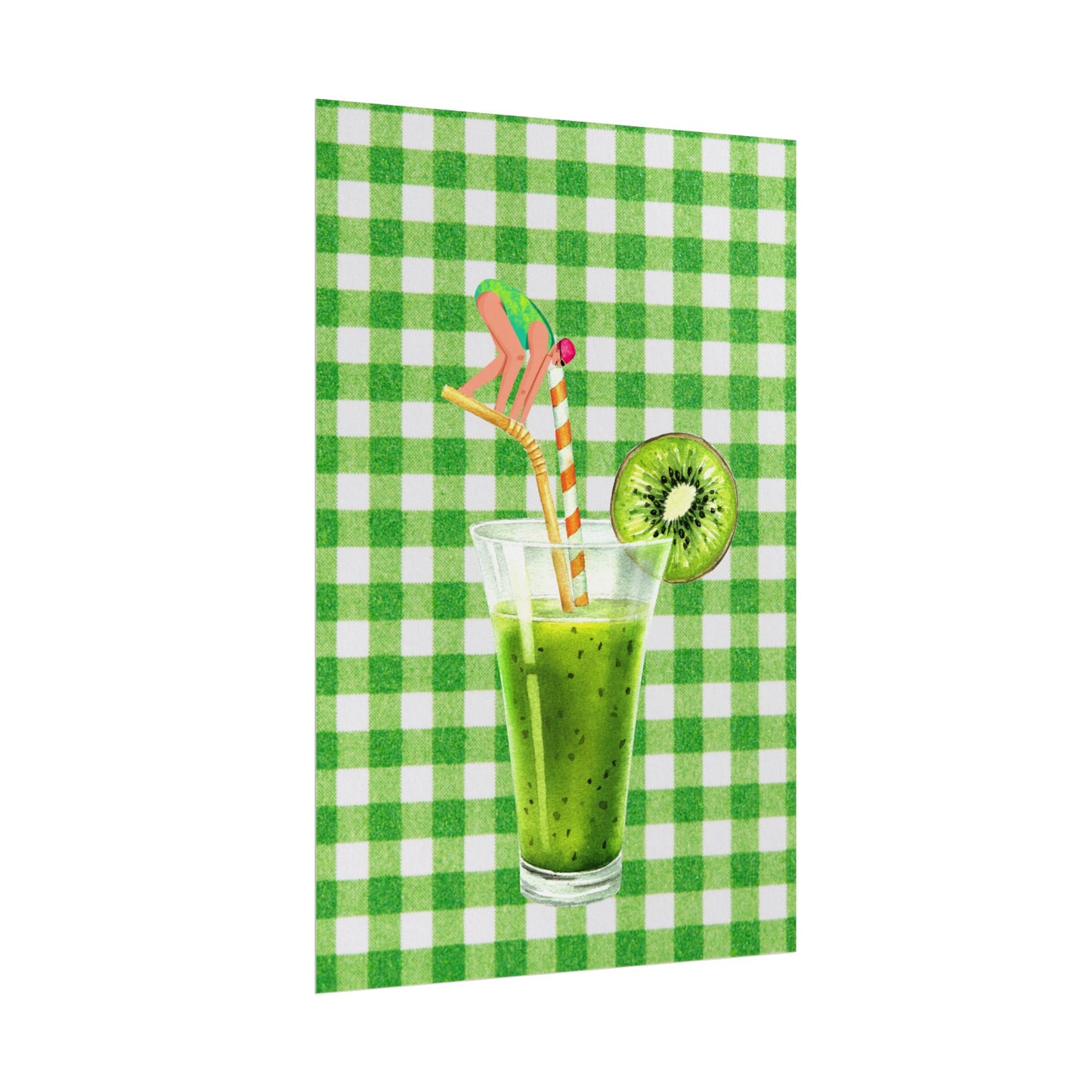 Fresh Kiwi Drink Rolled Poster - Perfect for Summer Decor and Home Vibes