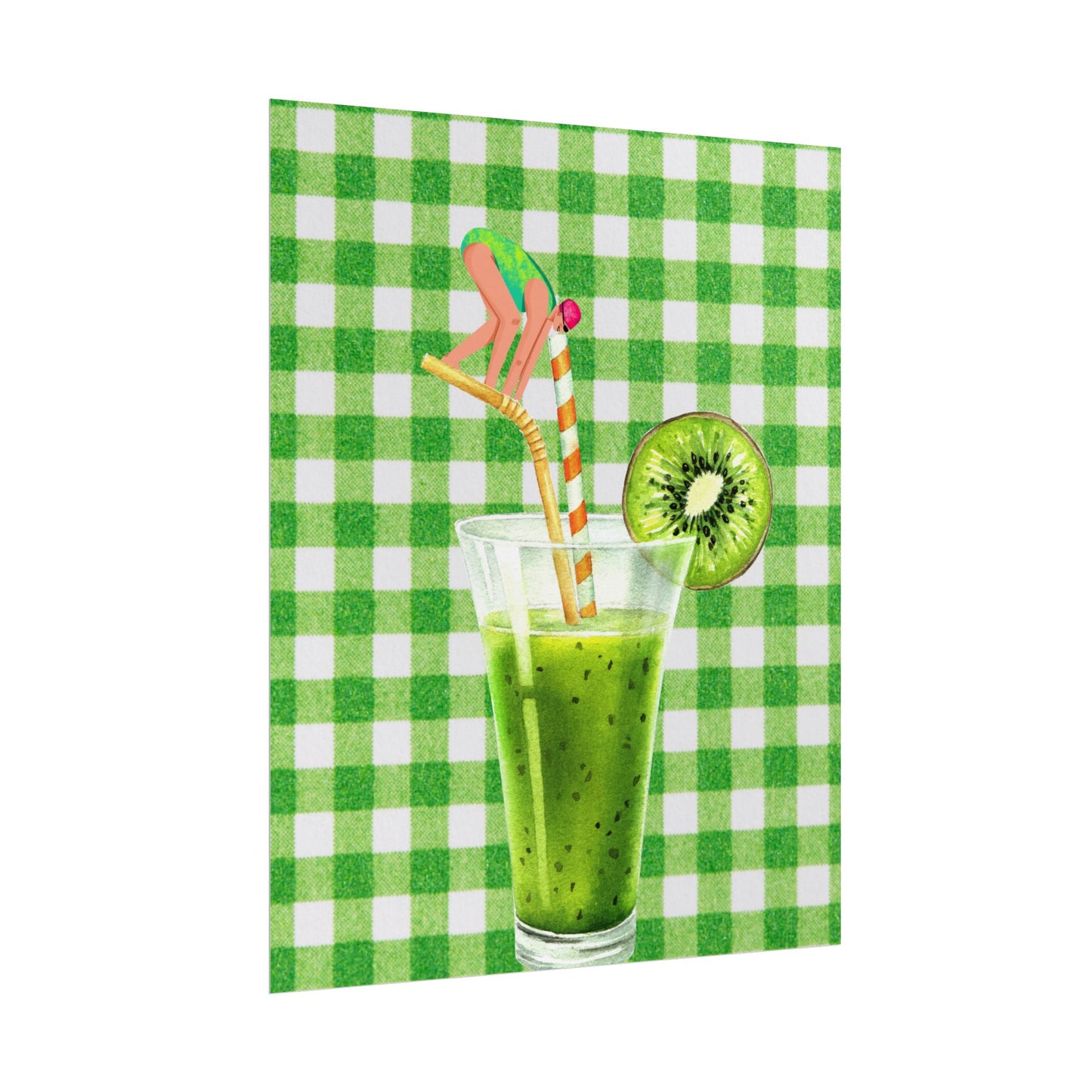 Fresh Kiwi Drink Rolled Poster - Perfect for Summer Decor and Home Vibes